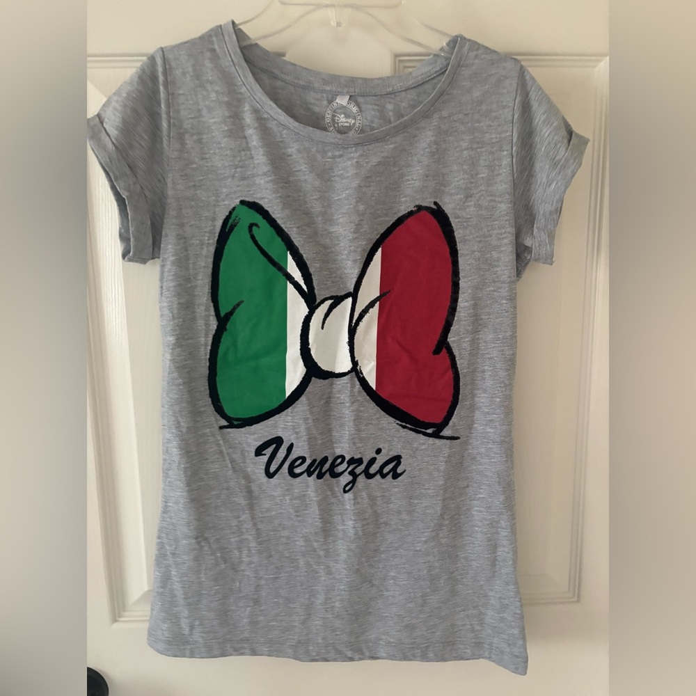 Disney Authentic Gray Venezia Minnie Bow T-Shirt Small